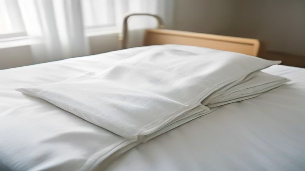 Linge de maison plié et panier d'accueil dans un logement Airbnb