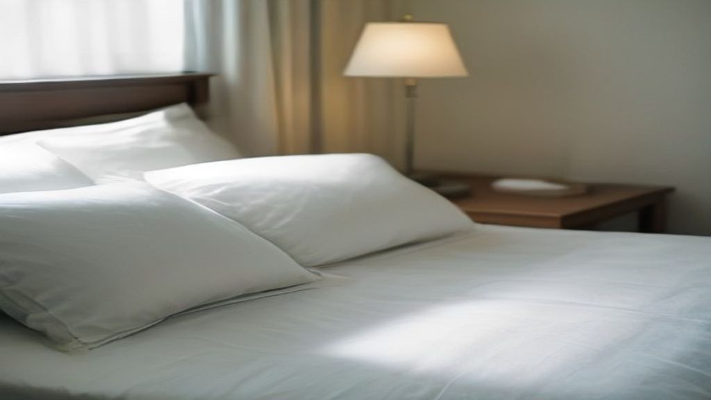 Lit soigneusement préparé avec du linge blanc impeccable dans une chambre d'appartement suisse