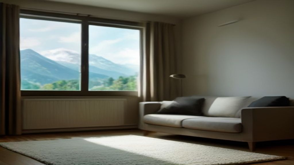 Salon d'un appartement meublé en location de vacances avec vue sur les Alpes