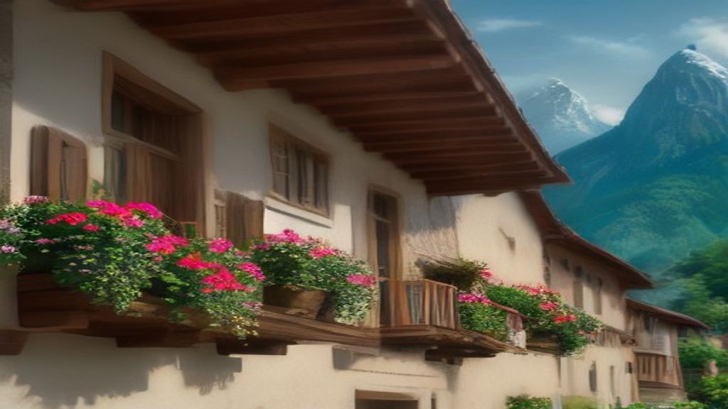 Façades de chalets suisses avec balcons fleuris, cadre typique d'une location Airbnb en Suisse romande