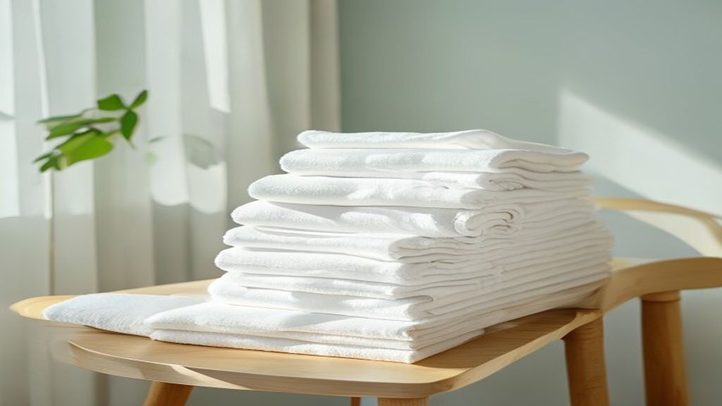 Pile de linge propre préparée pour l'accueil des voyageurs dans un logement suisse