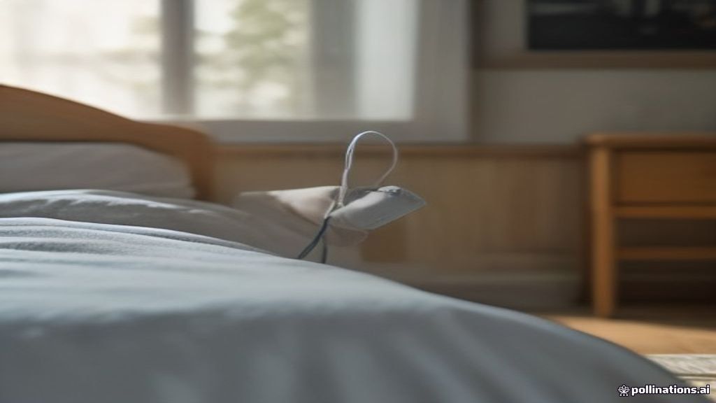 Une main examine un chargeur mural branché près d'un lit dans une chambre de chalet