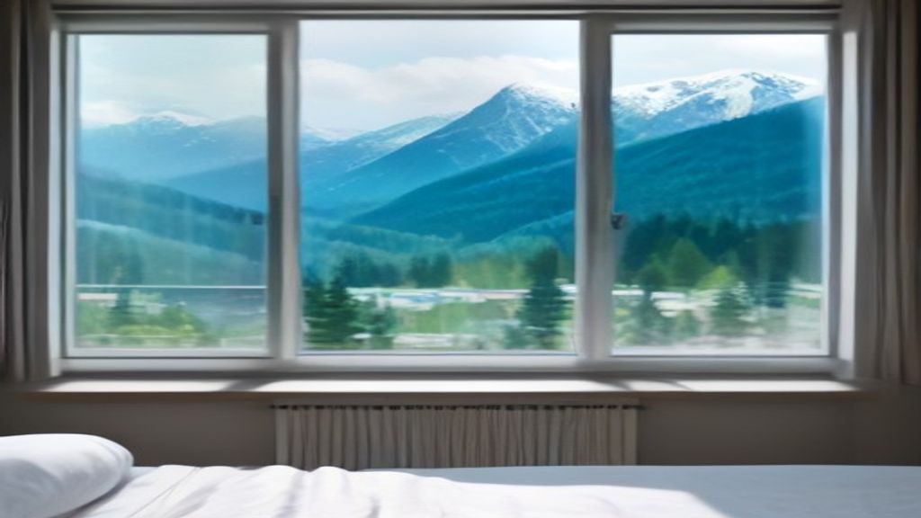 Lit préparé avec du linge blanc impeccable et vue sur les Alpes suisses