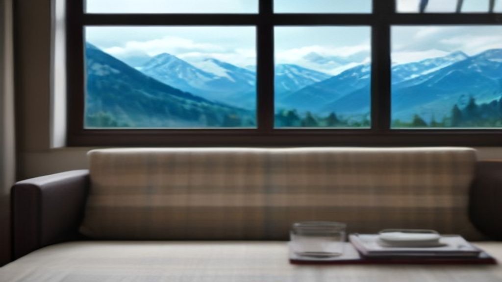 Intérieur meublé d'un appartement de location de vacances avec vue sur les Alpes suisses