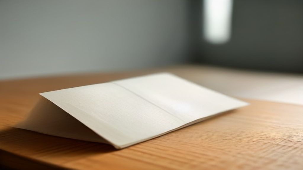 Mains glissant une enveloppe kraft vierge dans une pochette en cuir sur un bureau en bois