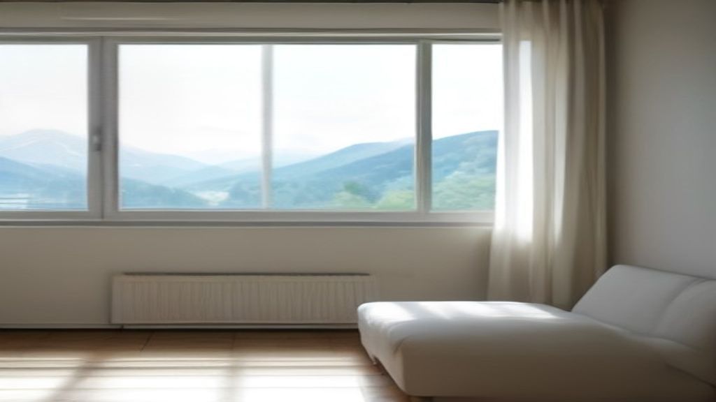 Salon d'un logement Airbnb réel et soigné en Suisse romande, avec vue sur les montagnes