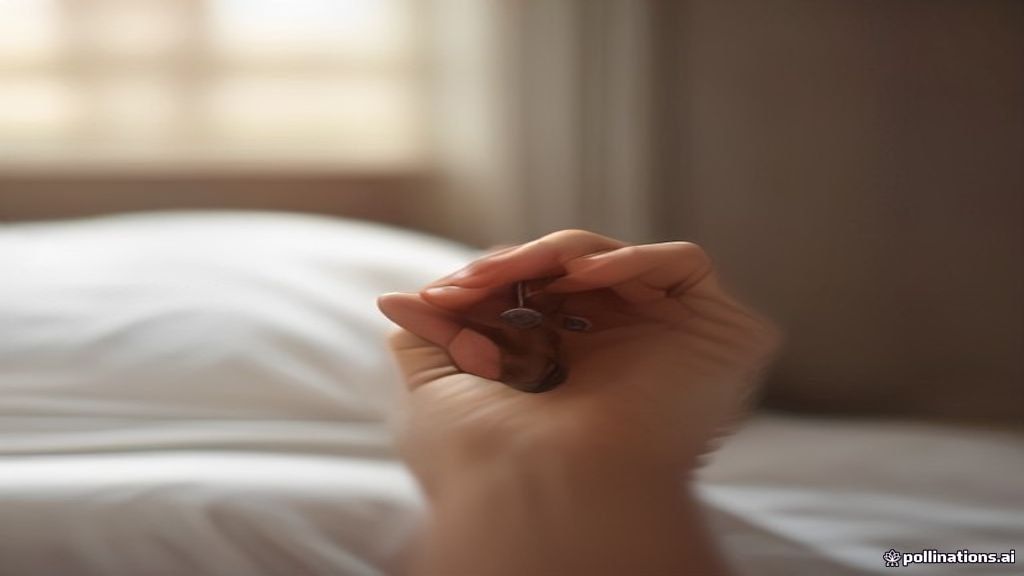 Main déposant un chocolat et une clé sur un lit préparé dans une chambre de location
