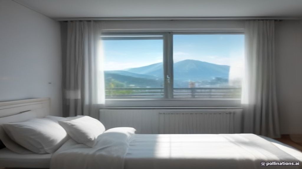 Salon d'un appartement de location en Suisse romande avec linge plié et vue sur les montagnes