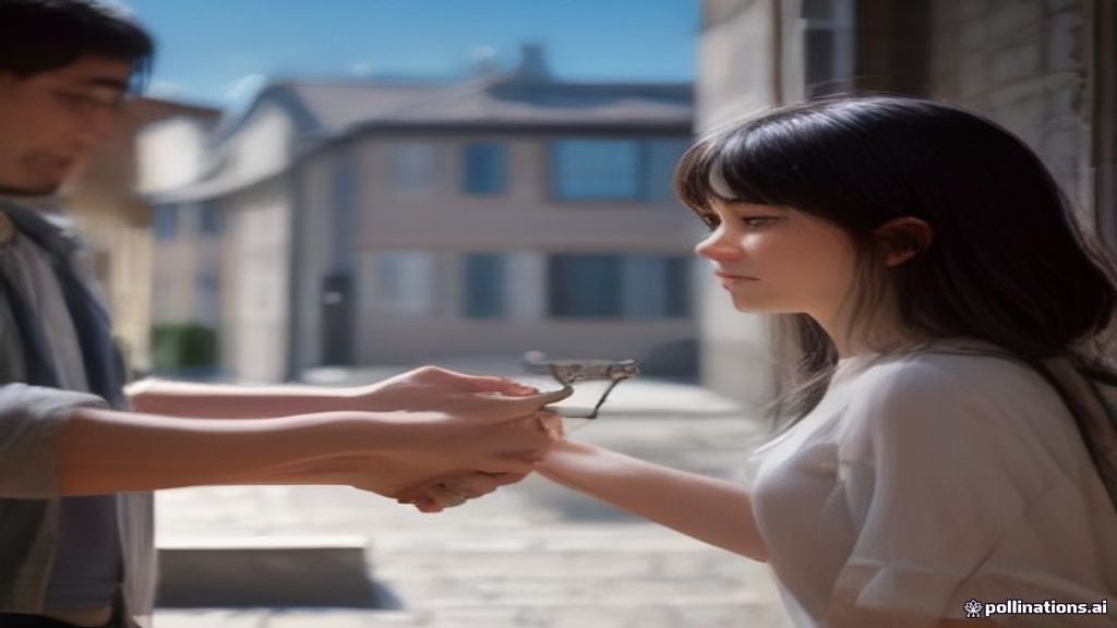 Remise des clés d'un logement entre hôte et voyageur, gros plan sur les mains, vieille ville de Lausanne