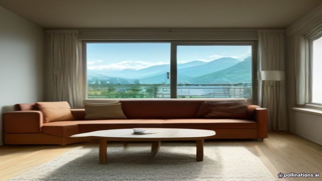 Salon lumineux d'un appartement meublé avec vue sur le lac Léman et les Alpes