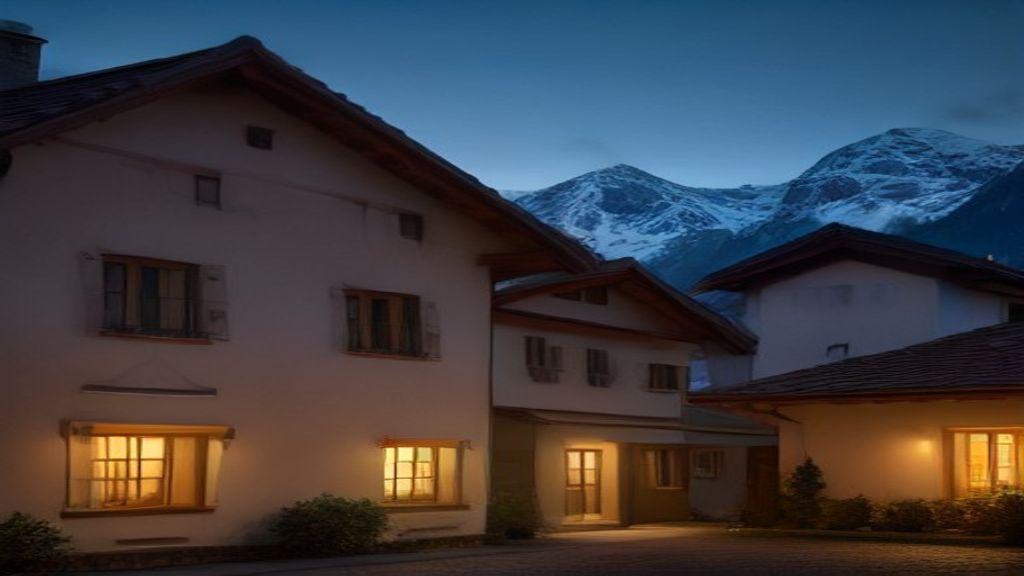 Façade d'un immeuble résidentiel suisse au crépuscule, illustrant le respect du voisinage lors d'un séjour Airbnb