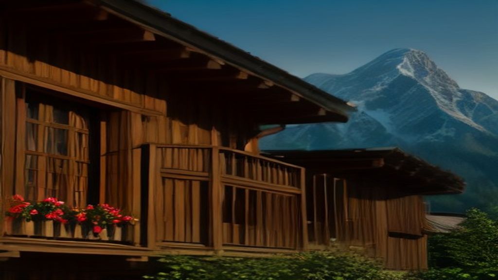 Façade d'un chalet suisse avec balcon fleuri, hébergement de vacances typique